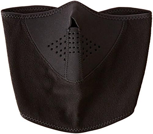 Half Face Microfleece Ski Mask with Windproof Neoprene Front Panel - Black