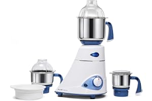 Preethi Blue Leaf Diamond Mixer Grinder, 750 Watt 3 Jars + Flexi Lid, White | With Flexi lid, Stainless Steel jars and blades, for Perfect wet, dry and chutney Grinding across different batch sizes