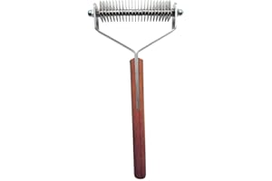 Mars Coat King Doppelbreite Entfilzung Unterfell Fellpflege Harke Stripper Werkzeug für Hunde und Katzen, Edelstahl mit Holzgriff, Made in Germany, 23 Klingen