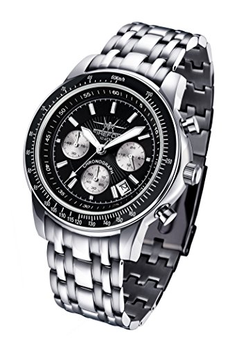 FIREFOX AIRLINER FFS04-102c schwarz Chronograph massiv Edelstahl Sicherheitsfaltschliee Herrenuhr Armbanduhr 10 ATM wasserdicht