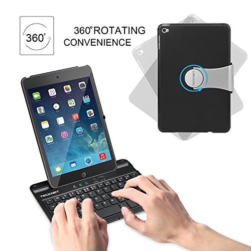 iPad Mini 4 Bluetooth Tastatur, TeckNet Drahtlose Tastatur Keyboard Case / Hülle mit 360 Grad-Umdrehung und Multi-Angle Stehen für Apple iPad Mini 4 – 2014 - 2