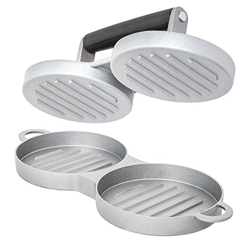 TecTake Doppel Hamburgerpresse Burgerpresse - silber/schwarz -