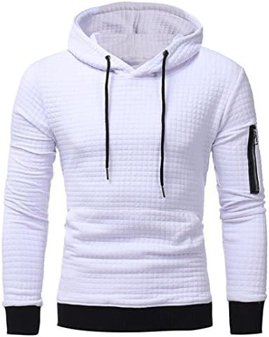 Sweatshirt Mens Blouse, DoraMe Hooded Sweatshirt Tops Long Sleeve Plaid Hoodie Jacket Coat Outwear (L2, White)