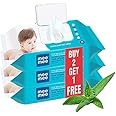 Mee Mee Caring Baby Wet Wipes with lid, 72 Pcs (Aloe Vera, Pack of 3)