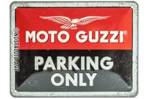 Nostalgic-Art Retro Blechschild, Targhe Vintage, Moto Guzzi – Parking Only – Idea regalo per amanti di motociclisti, in metallo, Design retro per decorazione, 15 x 20 cm