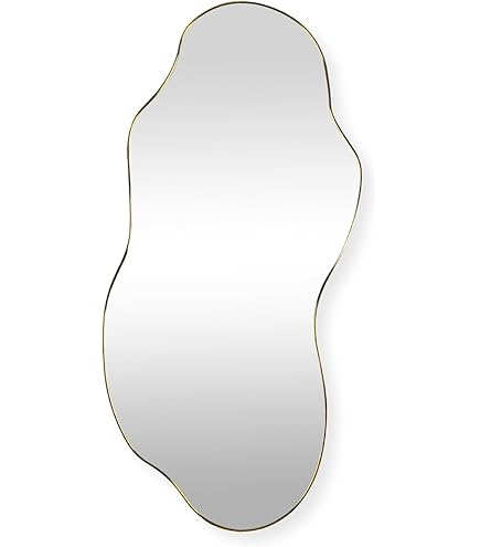 Albatros Designerspiegel, asymmetrisch, 90 x 70 cm, wandspiegel of deurspiegel, moderne organische vorm, spiegel ovaal en groot, asymmetrische spiegel, ongevormd en frameloos, spiegelwand