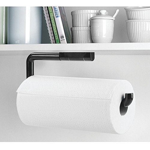 mDesign Küchenrollenhalter Wand – Halter für Papierrollen in Küche oder Bad – an der Wand zu befestigen – Farbe: Schwarz – Material: Plastik - 2