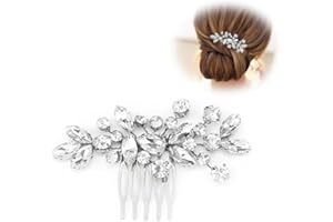 LJFEA Pettine da Sposa con Accessori di Cristallo con Fiori di Perla, Decorazione per Capelli da Sposa, Adatto per Il Matrimonio, Argento