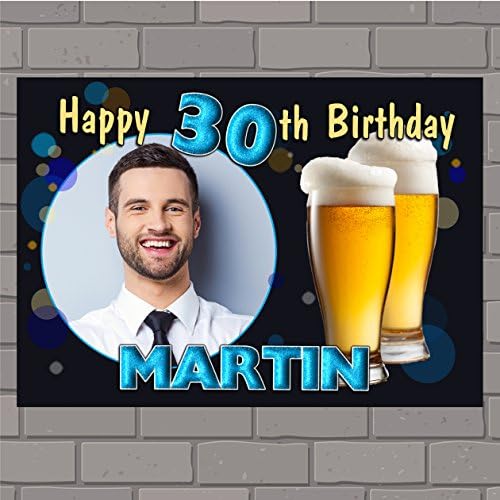 Personalised Mens Beer Happy Birthday Party Poster Banner N124 - 18th 21st 30th 40th 50th ANY AGE (A1 (59.4cm x 84.1cm))