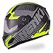 Produktbild Nenki Helme NK-856 Full Face Motorradhelme, Glasfaser SchaleECE-geprüft, mit Doppelvisieren(Mattschwarz Neongelb-M)