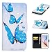 Produktbild CE-Link Samsung Galaxy S6 Hülle 3D Handyhülle Lederhülle Ledertasche Schutzhülle Premium PU Leder Flip Wallet Case Innere Weiche Silikon Handy Tasche Schale Etui mit Kartenfach Magnet Standfunktion Kreatives Motiv Muster Protective Cover Schutz für Galaxy S6 (5,1 Zoll) - Blauer Schmetterling