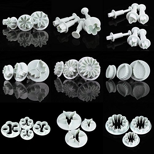 Swees Fondant Ausstecher DIY 33 tlg Ausstechform Stempel Modellierwerkzeug Glätter Fondant Marzipan Tortendeko & Klein Marzipan-Messer Kuchen Cutter Modellierwerkzeug - 3