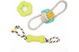 KÁNIDA Juguetes para perros pequeños,3Juguetes para Cachorros Mordedores,Juguete para perros,Juguetes interactivos Mascotas,Hueso para Perro,Estrella,Pelota para Masticar,Higiene Dientes,Ecologico (Amarillo)