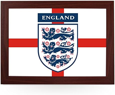 Portable Lap Desk Tray (England Three Lions) Handmade Wooden Frame, Beanbag Cushioned Bottom | Computers, Laptops, Meals, Food | L0230 Brown