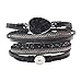 Produktbild Mehrschichtige Leder Seil gewebt Armband böhmischen Stil Naturstein Magnetverschluss Armband mit Magnet Buckle Armband für Mädchen Frauen (opp)