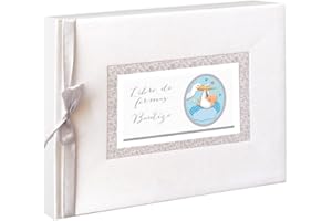 A ARGUVAL EDITORIAL Libro de firmas Bautizo niño- medidas: 27,5 x 23 cm. Libro de visitas, recuerdo bautizo, álbum bautizo, libro de huellas, Bautizo.