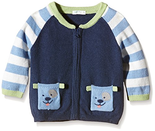 United Colors of Benetton Baby-Boys Zip THRU Bear Knitted Cardigan, Blue (Navy), 9 to 12 months (Manufacturer Size: 74 cms)