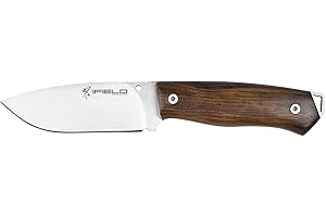 iFIELD Cuchillo Supervivencia Outdoor deportivo Workout EL29106, hoja de 10,5 cm MOVA, longitud 22 cm, incluye funda de piel marrón, herramienta de camping para pesca, caza, actividad deportiva.