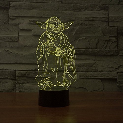 SmartEra® Star Wars Film-Charaktere Meister Yoda USB-3D optische Täuschung 7 Farbwechsel Touch-LED-Licht-Lampe - 3