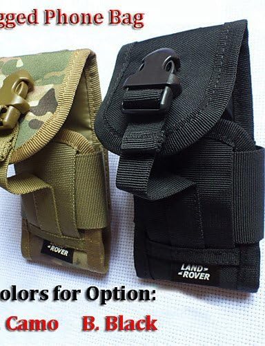 GXS GH Outdoor Hook Loop Belt Pouch Holster bag for Rugged phones for A8 A9 Hummer H5 MANN ZUG3 V12 , black-15cm