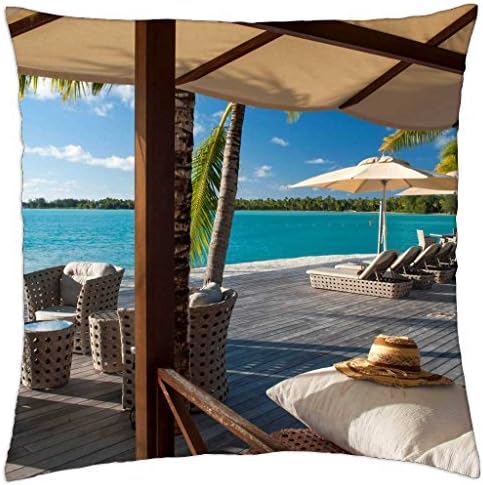 St Regis Resort and Hotel Bora Bora Blue Lagoon Island Polynesia - Throw Pillow Cover Case (16" x 16")