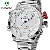 Herren-Armbanduhr, Militärstil, Stahl, Taucheruhr, Quarzuhrwerk, Multifunktions-LED-Display