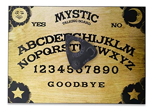 Mystic Oracle Ensemble de Table en Bois Fini à la Main avec Solaire, Planchette et étoiles Style Ouija Classique