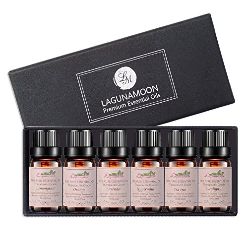 Aromatherapy Essential Oils Top 6 Gift Set - 100% Pure Premium Therapeutic Grade Oils kit -Lavender, Tea Tree, Eucalyptus, Lemongrass, Orange, Peppermint