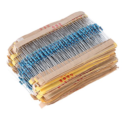 KKmoon 2000 Stück, 1/4W, 100 Werte, 1 Ohm bis 1M Ohm, Metall Film Widerstände Sortiment Kit, Elektronische Bauteile - 5