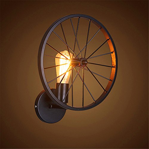 Preisvergleich Produktbild Ysddian Kreative Restaurant Rad Wand Lampen Retro Industrial Wind Tunnel mit einem Loft Hotel Internet Cafes Internet Cafes Wandleuchten Wandleuchten, Schwarz, 30 X 33 cm Led