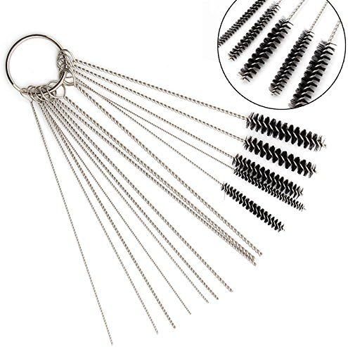 Yooyee Carburetor Carbon Dirt Jet Cleaning Tool kit, Carb Carburetor Cleaner Tools Set with 10 Cleaning Needles 5 Nylon Brushes (15Pcs)