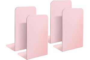 Topspitgo Serre Livre en Métal,4 pièces Rangement Serre Presentoir Livre Decoration Serre-Livres pour Bureau Famille (Rose)