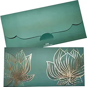 Jain Cards Sea Green Big Golden Flowers Design Shagun Envelopes (20)