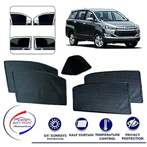Auto Pearl Z Black Window Plug-in Half Sun Shades Car Curtain for - Innova Crysta 2016 - Set of 6 Pcs