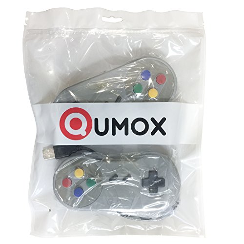 QUMOX 2 x Nintendo Juego de PC Gamepad Controlador SFC Mando de Juego para Super Famicom Windows PC USB