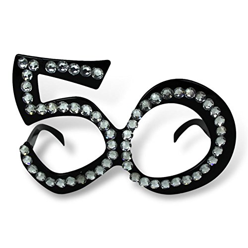 HC-Handel 923424 Party-Brille „50 Jahre“ mit Strasssteinen schwarz 14 x 9 cm - 2