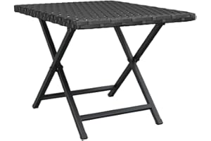 vidaXL Mesa Plegable ratán sintético Negro 45x35x32 cm