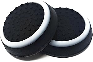 WS ACCESSORIES 1 PAIR of Thumb Grips for Nintendo Switch (2pcs) (Black w/White Ring)