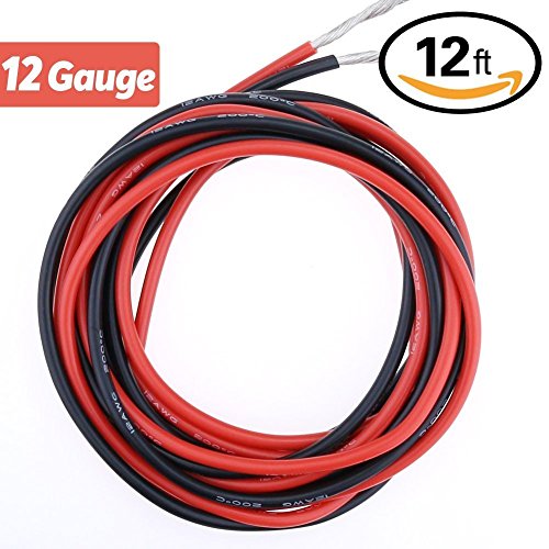 YCNK 12 Gauge Silikonkabel 12 Fuß (6 ft Schwarz 6 ft Rot) Hochtemperaturbeständige weich und flexibel 12 AWG-Silikon-Draht