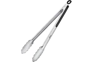 Hotec rostfritt stål köks stora tång för grillning - 40,6 cm extra lång grilltång för barbecue, BBQ, låsande metallmat tång med non-slip grepp