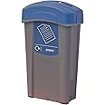 Glasdon Eco Nexus 85 Paper Recycling Bin (Grey, Blue Sticker) – 85-Litre Recycling Container for Paper Waste with Narrow Footprint – Slim Office Bin