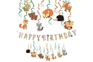 EASY JOY Tiere Geburtstag Dekoration Geburtstagsgirlande Folie Spiralen Wald Party Kindergeburtstag Deko