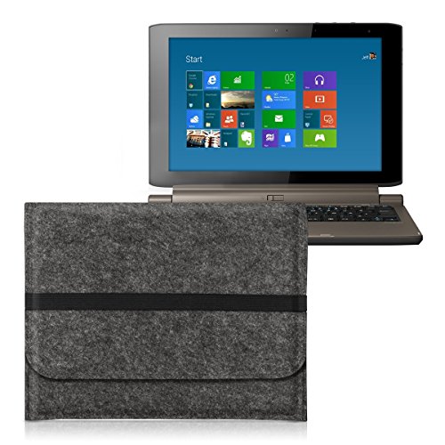 kwmobile Laptoptasche Filz Sleeve für Medion Akoya P2214T - Notebook Tasche Schutzhülle Laptop Case Hülle in Dunkelgrau mit Innentaschen