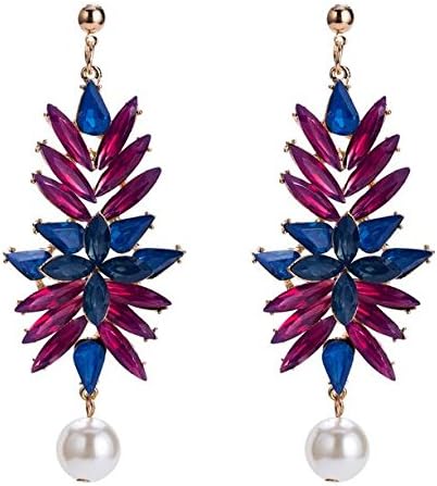 Pnizun Vintage Exaggerated Long dangle rhinestone earrings For Women Ethnic Statement pearl Earrings Pendientes