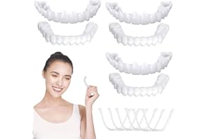 JAWUZ 3 Paia Dentiera finta naturale Denti finti da applicare da soli Dentiera Provvisoria,Faccette Dentali Universali Superiore e Inferiore Provvisoria Denti Finti di Denti Cattivi Denti Imperfetti