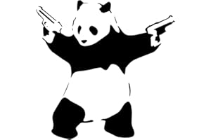 decorsfuk.co Banksy Panda con pistolas | Adhesivo de vinilo para pared de graffiti | Arte urbano ventana coche, portátil (grande – 22 x 22 cm)