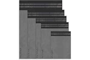 RED EMBER 50 bolsas de correo mixtas de poliéster autoselladas, 5 tamaños, 10 de cada ascua roja, bolsas de correo pequeñas a grandes, sobres de embalaje postal (gris)