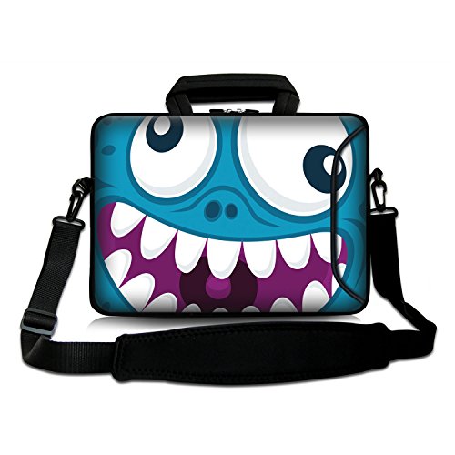 Sidorenko Designer Notebooktasche in zwei Größen erhältlich 15 Zoll - 15,6 Zoll / 17 Zoll - 17,3 Zoll // mit Tragegurt + Tragegriff inkl. Zusatzfach für Maus und Ladegerät an der Vorderseite der Tasche Laptoptasche Tragetasche Umhängetasche Bag