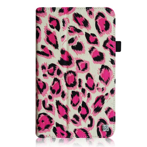 [Eckenschutz] Fintie Samsung Galaxy Tab 3 7.0 Lite T110 T111 T113 T116 Hülle Case – Slim Fit Folio Bookstyle Kunstleder Schutzhülle Cover Tasche mit Ständerfunktion für Tab 3 Lite 7.0 Zoll Tablet, Leopard Pink - 4