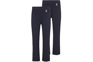 MOLLY MALOU Pack of 2 Girls' Slim Fit Jersey School Trousers with Heart Detail - Easy Pull-On Uniform Pants, Ages 2-18 Years